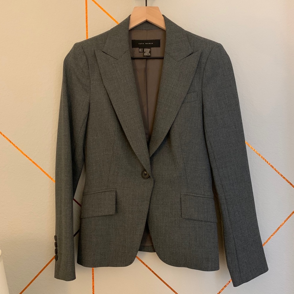 Zara Woman gray blazer/suit jacket